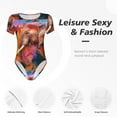 thumbnail image 6 of Daiia Oil Paintings of Elephants print Women's Crew Neck Short Sleeve Bodysuit Fashion Tops Fit Casual Basic Extender Bodysuit-X-Large, 6 of 9
