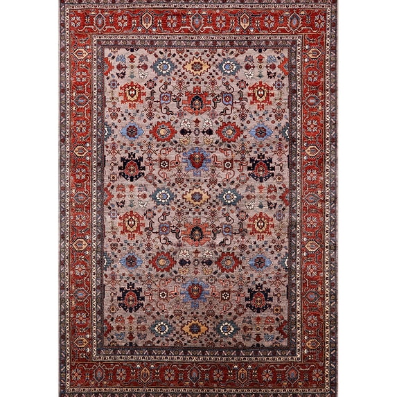 Ahgly Company Machine Washable Indoor Rectangle Industrial Modern Khaki Rose Pink Area Rugs, 6' x 9'