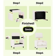 Welzona 33 Teddy Fabric Accent Chair, Comfy Reading Armchair for Living Room & Bedroom, Tool-Free Assembly, Off White