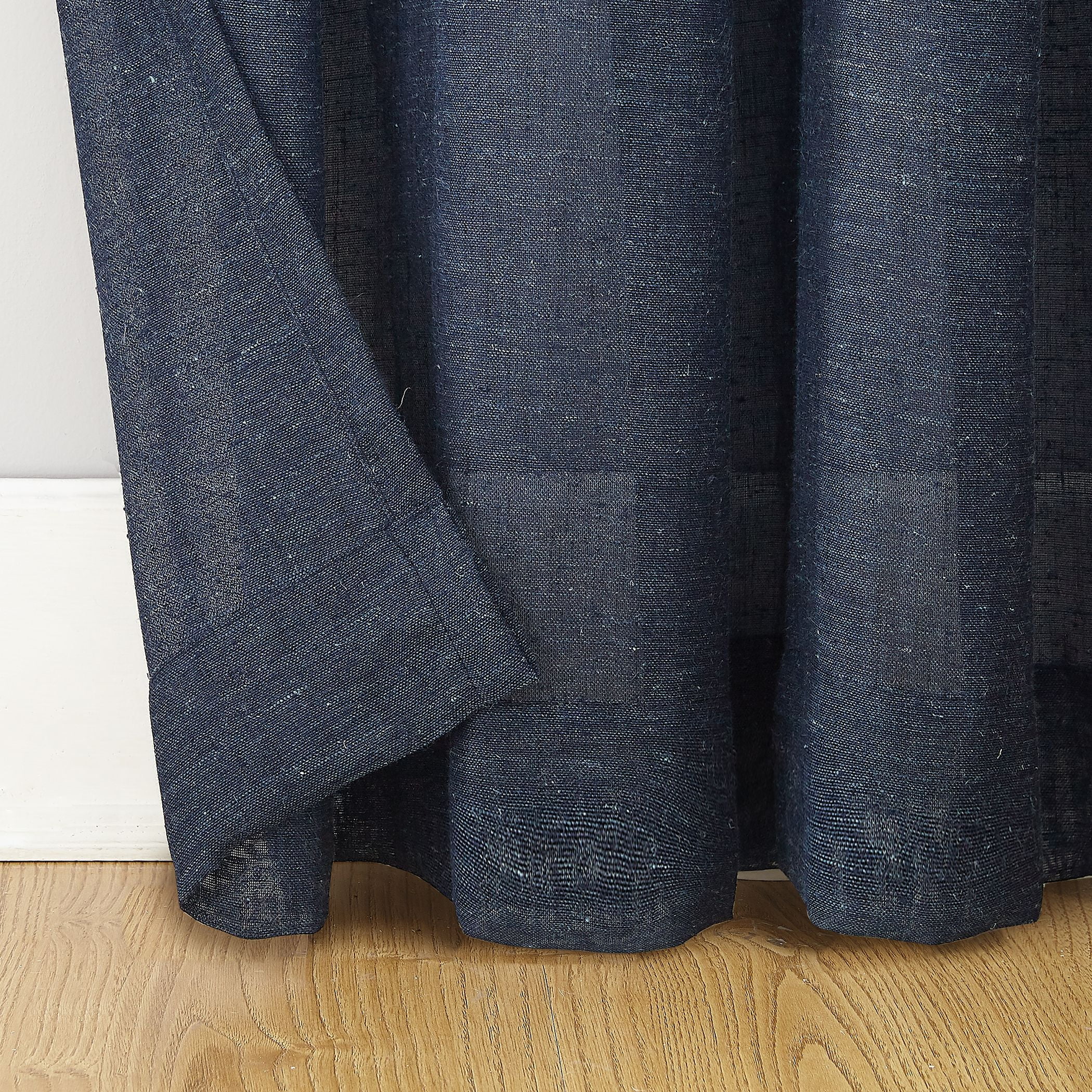 Archaeo Slub Textured Linen Blend Grommet Top Curtain, 52"x63", Navy