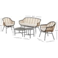 thumbnail image 2 of Grand Patio 5 Pieces Outdoor Wicker Conversation Set Seating Chair Set with Cushions and Coffee Tables, Boho PE Wicker Sofa Set for Indoor Outdoor, Balcony, Porch, Garden, Deck (Natural), 2 of 7