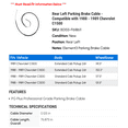 thumbnail image 2 of Rear Left Parking Brake Cable - Compatible with 1988 - 1989 Chevy C1500, 2 of 2