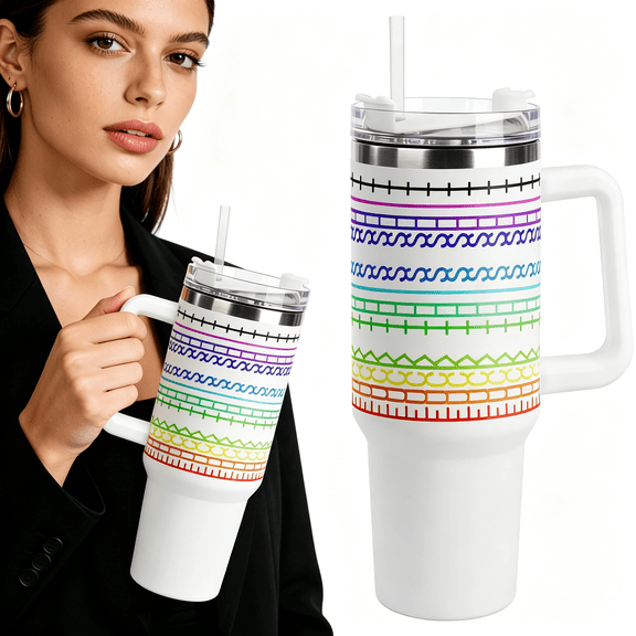 BPPEG 40Oz Stainless Steel Insulated Tumblers with Lids and Straws,Large Tumbler with Handles,Travel Cold Coffee Tumbler Mug,Water Bottles,Hot Drinking Cup,Unique Birthday Gift for Women Men,White
