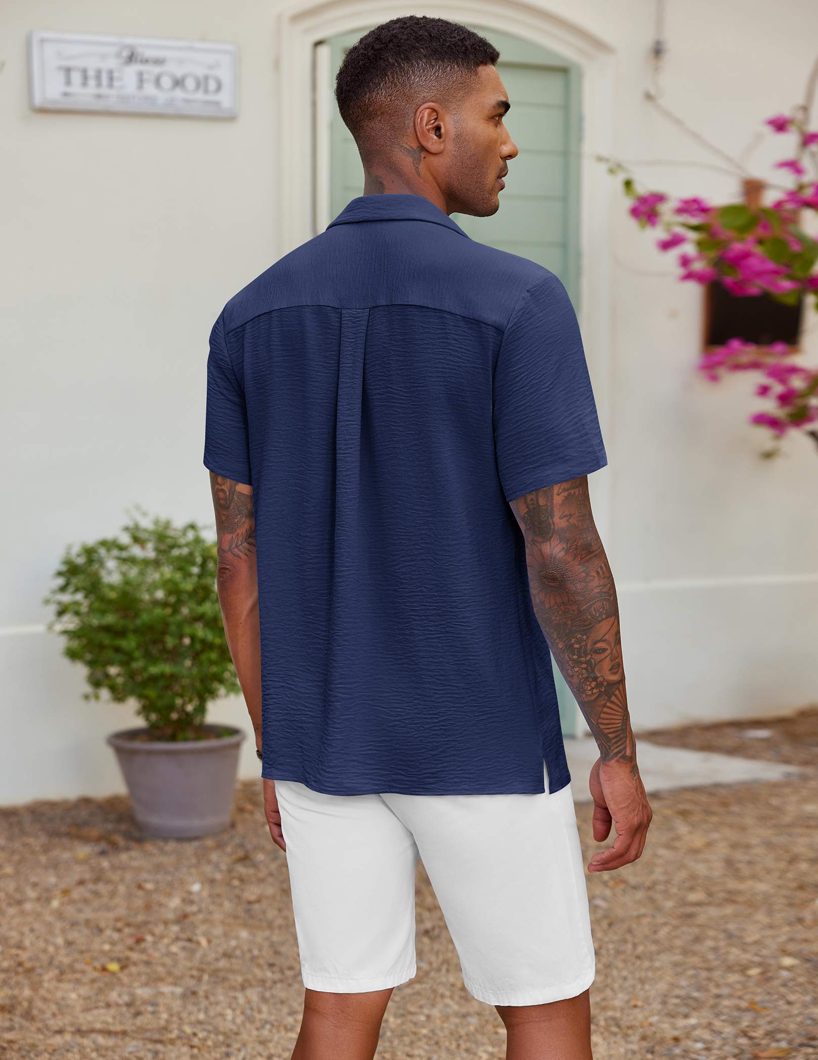 COOFANDY Mens Cuban Guayabera Shirts Short Sleeve Linen Shirt Loose Fit Camp Collar Shirt