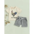 thumbnail image 3 of Elippeo 2Pcs Baby Boy Summer Outfits 6 12 18 24 Months 3 4 5 Years Short Sleeve Rooster Print T-Shirt + Shorts Set Infant Clothes, 3 of 10