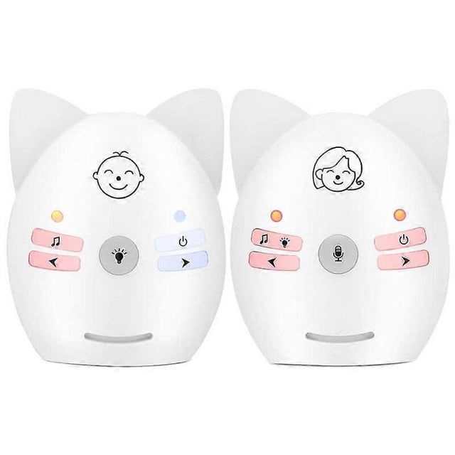 Portable Baby Monitor V30 2.4GHz Audio Monitor Digital Voice Transmission Dual Talk Night Light White EU Plug