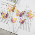 thumbnail image 3 of Hermoso papel con borde dorado, mariposa de alambre rosa y morado tridimensional, decoración para pasteles para hornear, complemento de decoración, 3 of 5