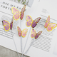 thumbnail image 4 of Hermoso papel con borde dorado, mariposa de alambre rosa y morado tridimensional, decoración para pasteles para hornear, complemento de decoración, 4 of 5