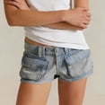 thumbnail image 6 of QATAINLAV Womens Y2k Vintage Ripped Denim Mini Shorts Low Rise Distressed Jean Shorts Summer Hot Jorts with Multi Pockets Blue S, 6 of 8
