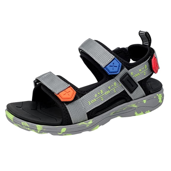 UngA Kids Sandals Boys Double Adjustable Strap Lightweight Sandals Grey,3.5