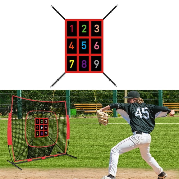 9-Section Numbered Strike Zone Trainer for Baseball & Softball | Adjustable 19"x27" Pitching Target Net to Improve Pitching Control & Hitting Accuracy for All Ages.