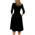 thumbnail image 4 of LISTHA Women's Fall 3/4 Sleeve Midi Dresses Casual Formal Church Wedding Guest Work Clothes Black M, 4 of 6