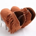 thumbnail image 3 of Baby Boys Girls' Boots, Infant Cowboy Tassels Short Bootie Soft Sole Snow Boots with Ankle Side Zipper for Winter, Brown, 3 of 5