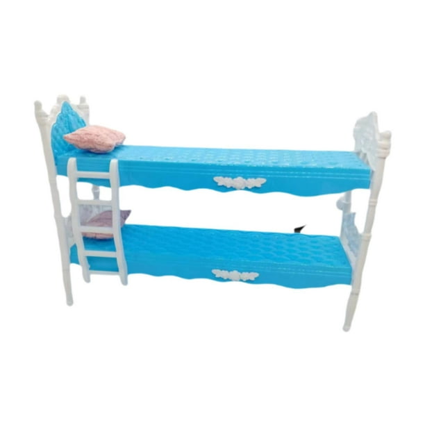 Litera para casa de muñecas, juego de literas para muñecas, juego de muebles para muñecas, simulación de juego de simulación azul
