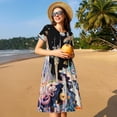 thumbnail image 4 of Lsque Cute Mushroom Landscape Print Women's Casual Dress T-Shirt Summer Short Sleeve Scoop Neck Swing Dresses, 4 of 6