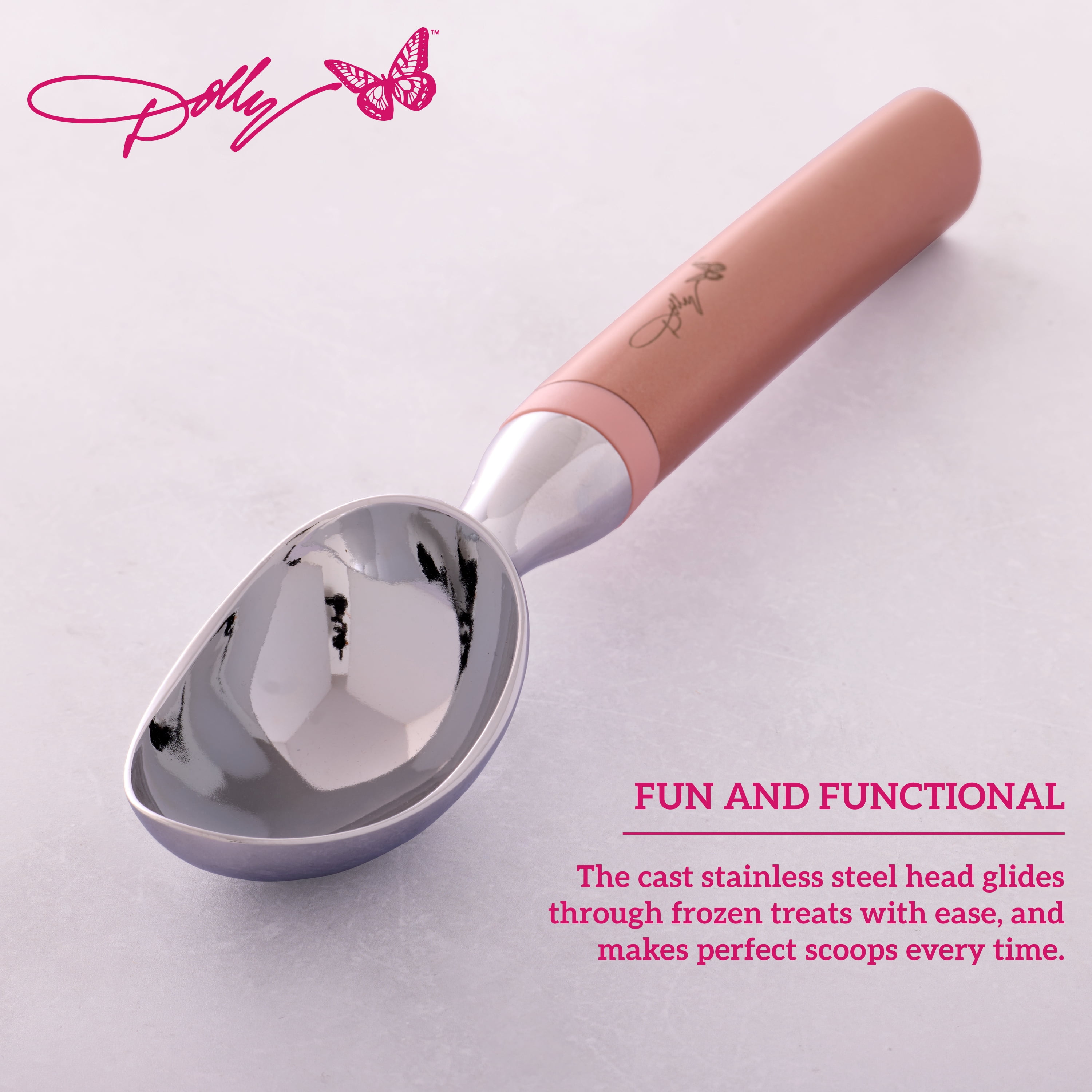 Dolly Parton Stainless Steel Ice Cream Scoop, Blush