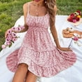 thumbnail image 4 of Levmjia Womens Floral Print Cami Mini Dress With Ruffle Hem Spaghetti Strap Flowy Casual Lightweight Sundress For Beach Vacations Breathable Summer Daily Wear, 4 of 6