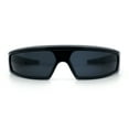 thumbnail image 4 of 80s Robotic Sci-fi Futurism Narrow Rectangle Wrap Around Plastic Sunglasses All Black, 4 of 8