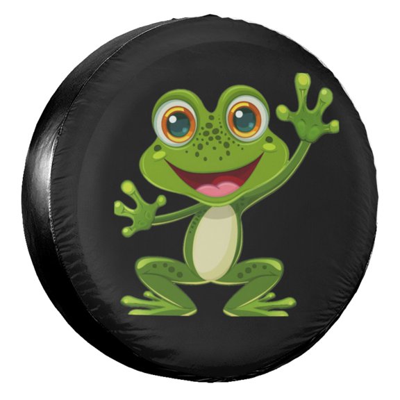 KAKALAD Merry Green Frog With Greater Eye 01 Spare Tire Cover Universal Vehicle Accessories Buckle Car Tools 14”in