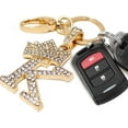 thumbnail image 5 of Sometheme Special Rhinestone Stud Initial Letter charm Keychain in Gold Tone, 5 of 5