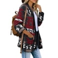 thumbnail image 2 of Bohemian Print Women Loose Casual Sweater Cardigan Coat, 2 of 5
