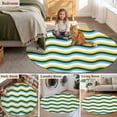thumbnail image 6 of Bohemian Round Living Room Rugs 4 ft, Summer Abstract Ocean Wave Irregular Colorful Stripes Washable Area Rug with Non-Slip Sturdy Edge Binding Round Carpet for Entryway Kitchen Bedroom Bathroom, 6 of 9