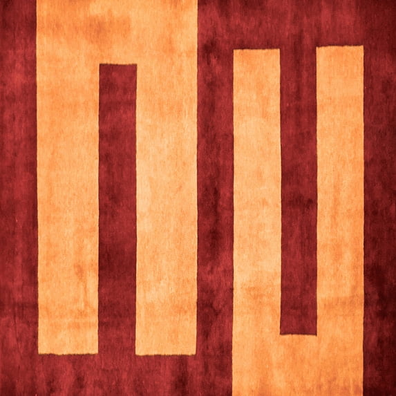 Ahgly Company Indoor Square Abstract Orange Modern Area Rugs, 7' Square