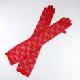 thumbnail image 2 of Xfvqtps Gants Longs en Dentelle pour Femmes Robes de Mariage Performances Décorations de Fête Danse Gants Respirants Élastiques Rouges, 2 of 3