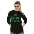 thumbnail image 3 of Kiss Me I'm Cute Saint Patricks Day Women's Long Sleeve T Shirt Brisco Brands S, 3 of 6