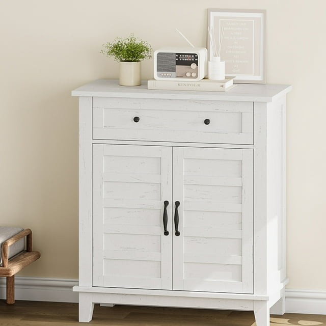Farmhouse Sideboard with 3 Adjustable Shelves & Large Drawer, Kitchen Storage Cabinet for Dining Room & Entryway