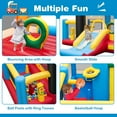 thumbnail image 3 of OLAKIDS Inflatable Bounce House, Kids Candyland Pink Jumping Castle with Slide Ball Pit Basketball Rim, Indoor Outdoor Inflatable Obstacle Course with 680W Blower 50PCS Ocean Balls Carry Bag, 3 of 9