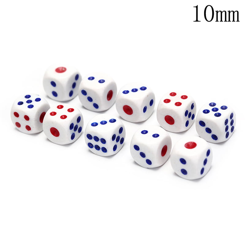 10Pcs Six Sided Square Opaque 10mm D6 Dice Portable Table Games Tool c YBHCA 