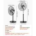 thumbnail image 3 of KFFKFF 18" Industrial Oscillating Standing Fan, 4200 CFM 90-Degree Swivel Fan, High Velocity Pedestal Fan with 3 Variable Speeds, Robust Floor Fans for Bedroom, Lounge, Home, Workspace, Black, 3 of 9