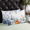 thumbnail image 4 of Blue Pumpkins Fall Throw Pillow Cover 20 x 36 Inch Decorative Pillow Cover Coastal Thanksgiving Eucalyptus Leaves Lumbar Pillowcase Seasonal Rectangle Cushion Case for Couch Sofa Bed Living Room, 4 of 7