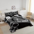 thumbnail image 6 of Erosebridal Golf Sports Bedding Twin Comforter Set, Black Grey Down Comforter, Geometric Stripe Decor, Breathable 2-Piece, 6 of 8