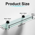 thumbnail image 3 of Woindo Bathroom Glass Shelf with Railing, Floating Tempered Glass Bathroom Wall Shelf Rectangle 20 Inch Shelves Black Bracket Mount Modern, 3 of 14