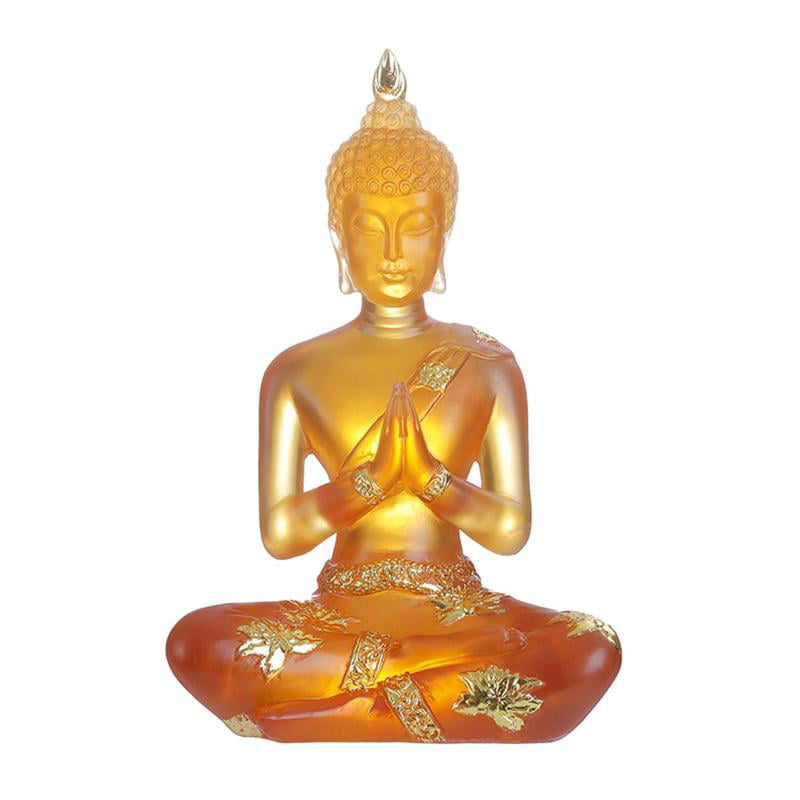 Golden THAI BUDDHA Sitting Ornament Figure Statue Sculpture MEDITATING Figurine 