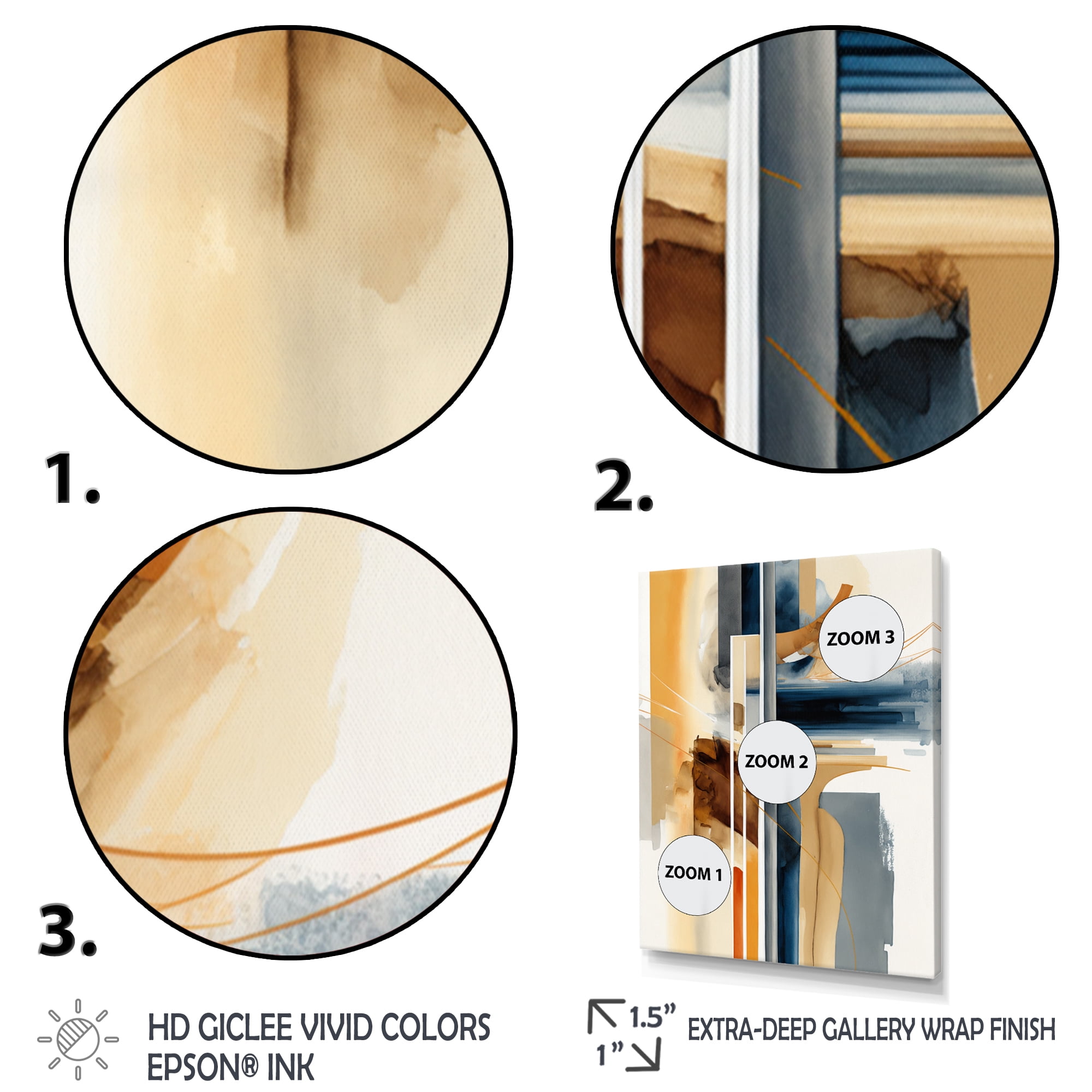 Designart Modern Blue And Gold Abstract II Canvas Wall Art