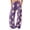 Purple, variant on Women's Star Print Wide Leg Pants, Curved Baggy Trousers with Drawstring Waist and Pockets, Casual Streetwear Sweatpants for Women Casual Daily Wear, Wine, S