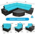 thumbnail image 2 of Gymax 6PCS Wicker Furniture Sectional Sofa Set w/ Cushions Turquoise, 2 of 10