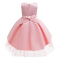 thumbnail image 4 of VEKDONE Baby Girl Tulle Satin Dress Elegant Girls Flowers Belt Dress Sleeveless Waist Embroidery Gowns A-Line Layered Pleated Princess Dresses Size 3 Years, 4 of 4