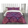 thumbnail image 3 of Ambesonne Grunge Quilted Bedspread Set 3 Pcs, Natural Lilac Pattern, Queen Size, Multicolor, 3 of 5