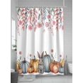 thumbnail image 5 of Fsddascl Pumpkins Spring Floral Shower Curtain Set - 48" x 72" Washable Bathtub Curtain with 12 Hooks, Watercolor Flowers Botanical Waterproof Fabric Stall Shower Curtains for Bathroom/Bathtub Décor, 5 of 6