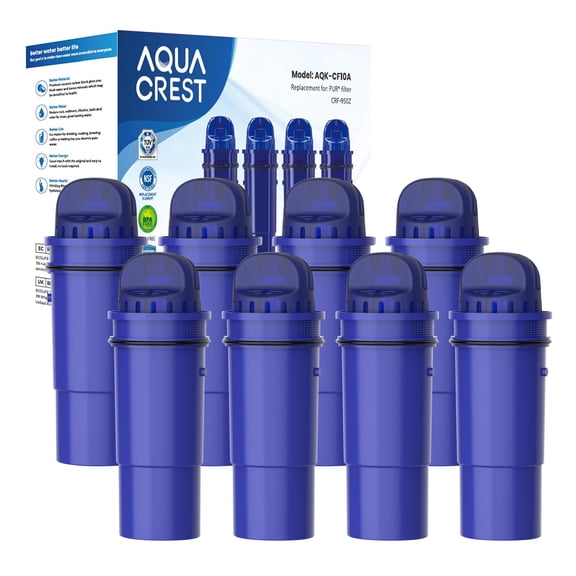 AQUA CREST NSF Certified CRF-950Z® Pitcher Water Filter, Compatible with Pur® Pitchers and Dispensers PPT700W, CR-1100C, DS-1800Z and PPF951K, PPF900Z Water Filter (Pack of 8)
