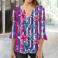 thumbnail image 2 of Kezqiaxn 4Th Of July Womens Clothes Fashion 3/4 Sleeve V-Neck Ruched Button Shirt Summer Tops Plus Size Blouses for Women, 2 of 5