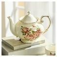 thumbnail image 6 of European bone china teapot, vintage flower teapot, vintage ceramic coffee pot with golden side, heat-resistant kettle for party cafe afternoon tea, 6 of 9