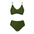 thumbnail image 5 of Ashirexll Bikini Sets for Women Bikini Swimsuits Summer Women's Sling V-neck Bikini Set with Chest Pad Solid Color Two Piece Swimsuit for Beach, 5 of 6