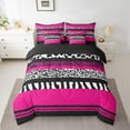thumbnail image 2 of Cheetah Print Bed in a Bag 7 Pieces Twin Size Comforter Set,Wild Animal Skin Leopard Spot Bedding Sets Geometry Aztec Fuchsia Sriped Patchwork Bed Set with Comforter,Sheets,Pillowcases & Shams, 2 of 5