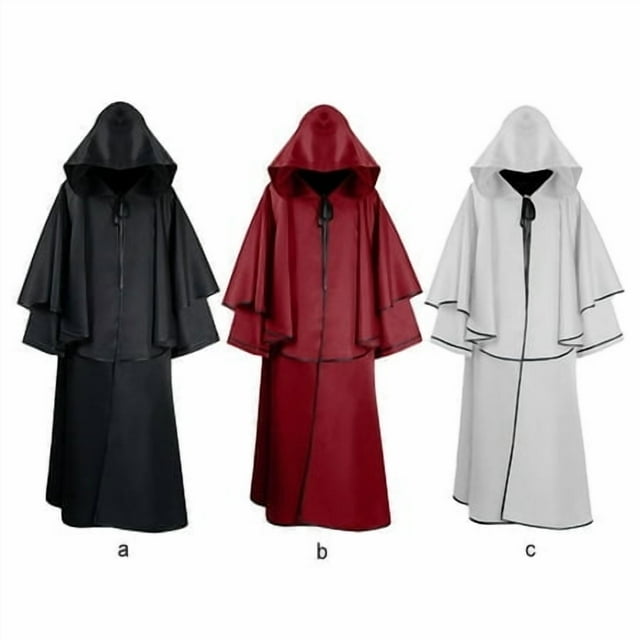 Cape d'Halloween Unisexe à Manches Longues avec Capuche Effrayant Femmes Hommes Adulte Cape Robe Costume Horreur Atmosphères Carnaval Vêtements Rouge P