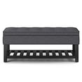 thumbnail image 4 of SIMPLIHOME Cosmopolitan 44 inch Wide Traditional Rectangle Storage Ottoman Bench with Open Bottom in Slate Grey Linen Look Fabric, for Living Room, Bedroom, 4 of 5
